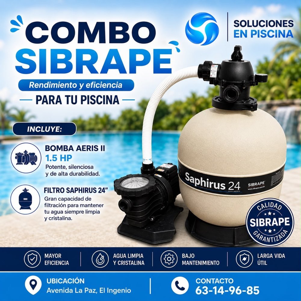 Combo Sibrape: Bomba Aeris II 1.5 HP + Filtro Saphirus 24"