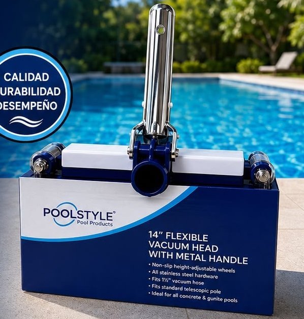 Cabezal aspirador flexible Pool Style 14" con mango metálico