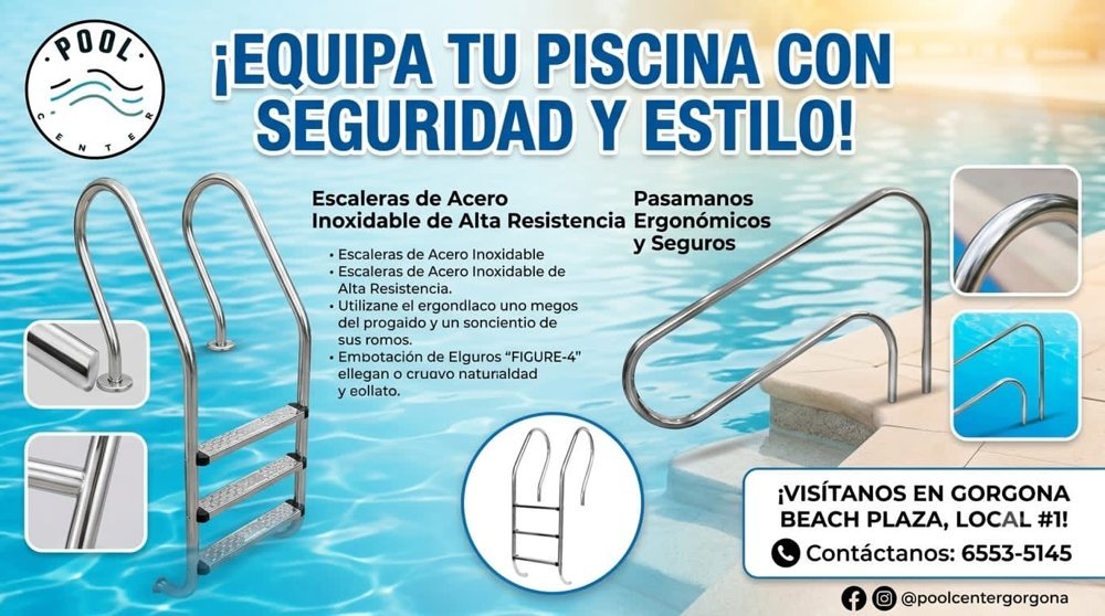 Escalera inox de 3 peldaños y pasamanos ergonómicos